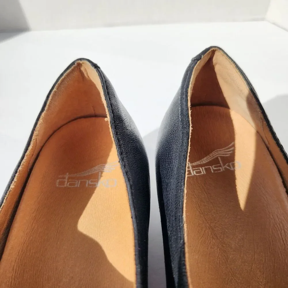 Dansko Marisa Black Leather Wedge Womens Size 39 US 8.5 - 9 Slip-on Comfort